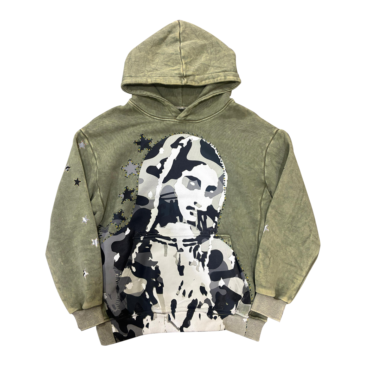 Virgen de Guadalupe Camo Hoodie Green/Black