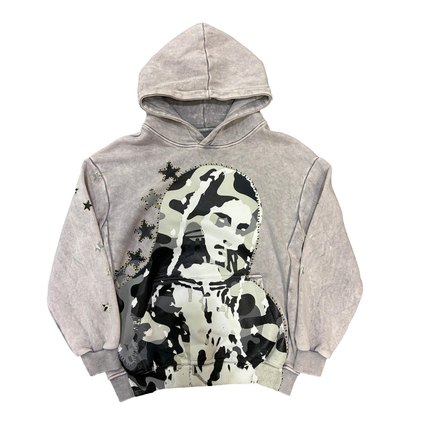 Virgen de Guadalupe Camo Hoodie Heather Grey/Black
