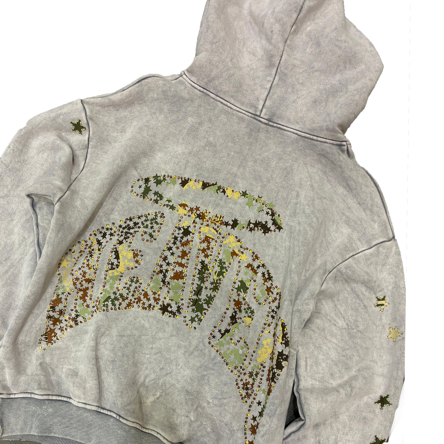 Virgen de Guadalupe Camo Hoodie Heather Grey/Green