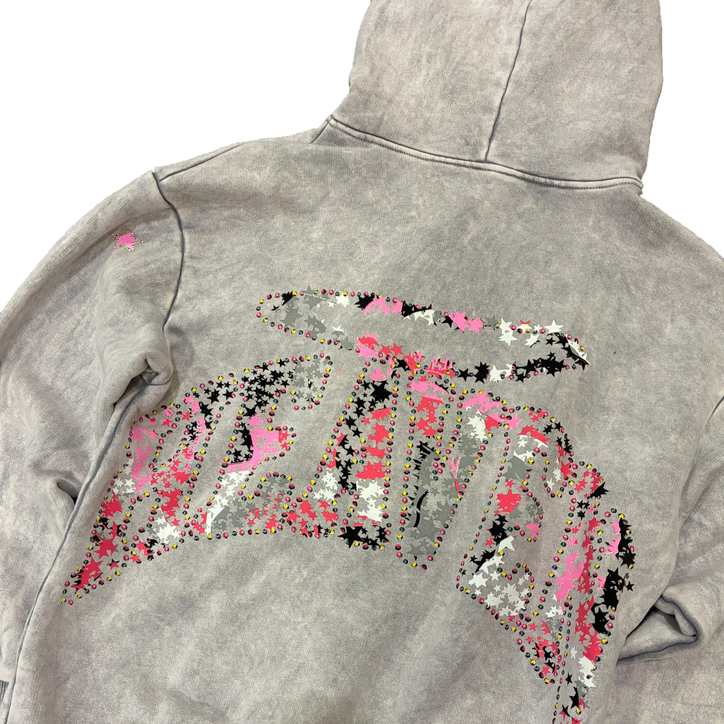 Virgen de Guadalupe Camo Hoodie Heather Grey/Pink