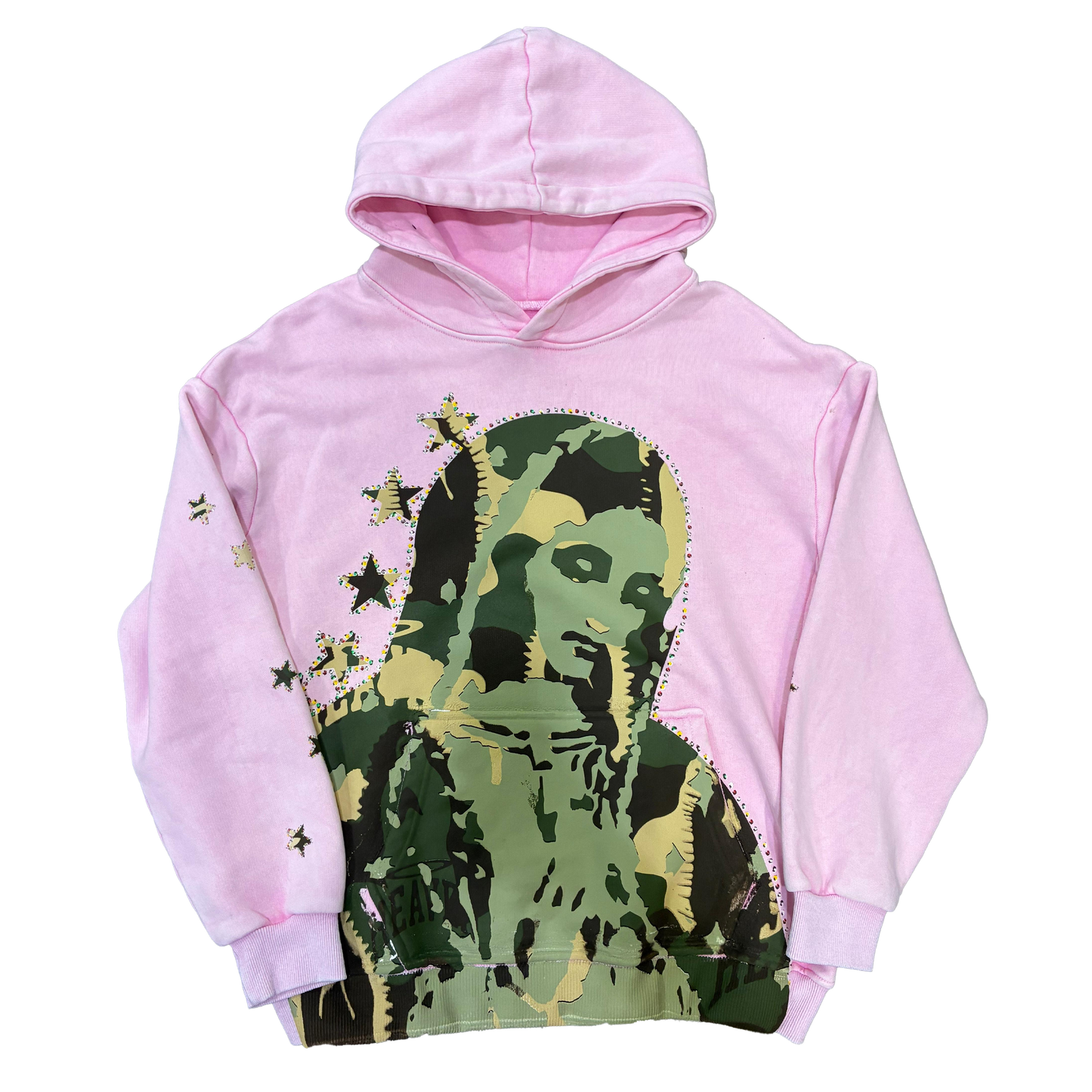 Virgen de Guadalupe Camo Hoodie Pink/Green