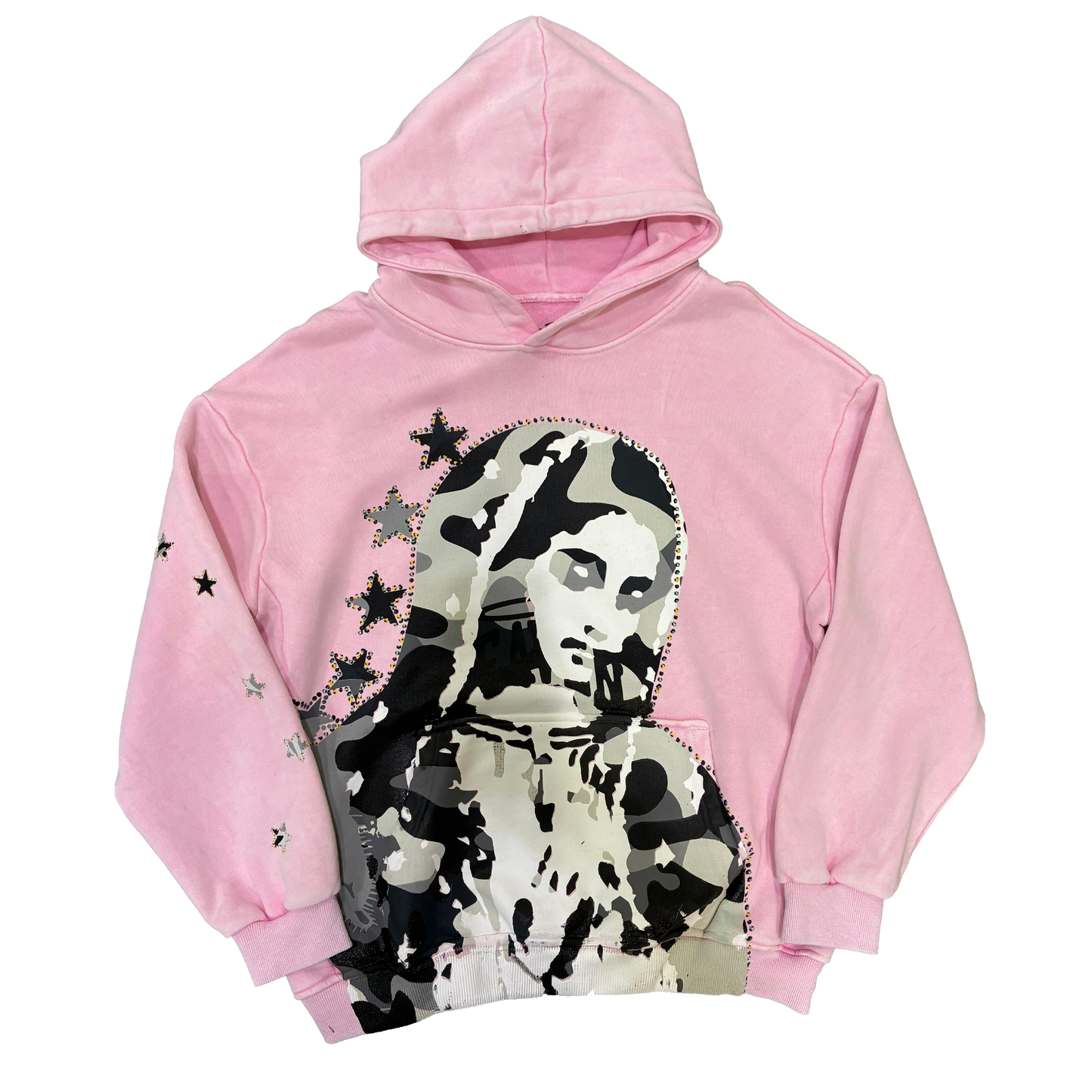 Virgen de Guadalupe Camo Hoodie Pink/Black