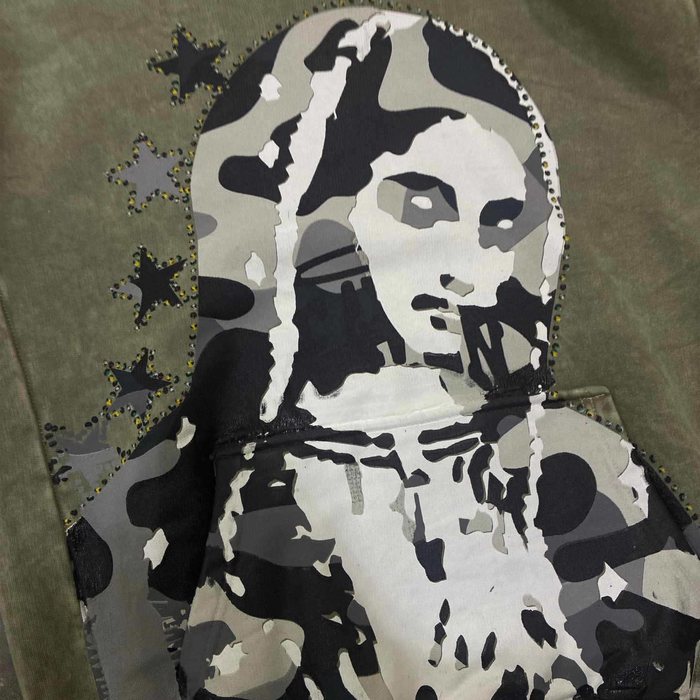 Virgen de Guadalupe Camo Hoodie Green/Black