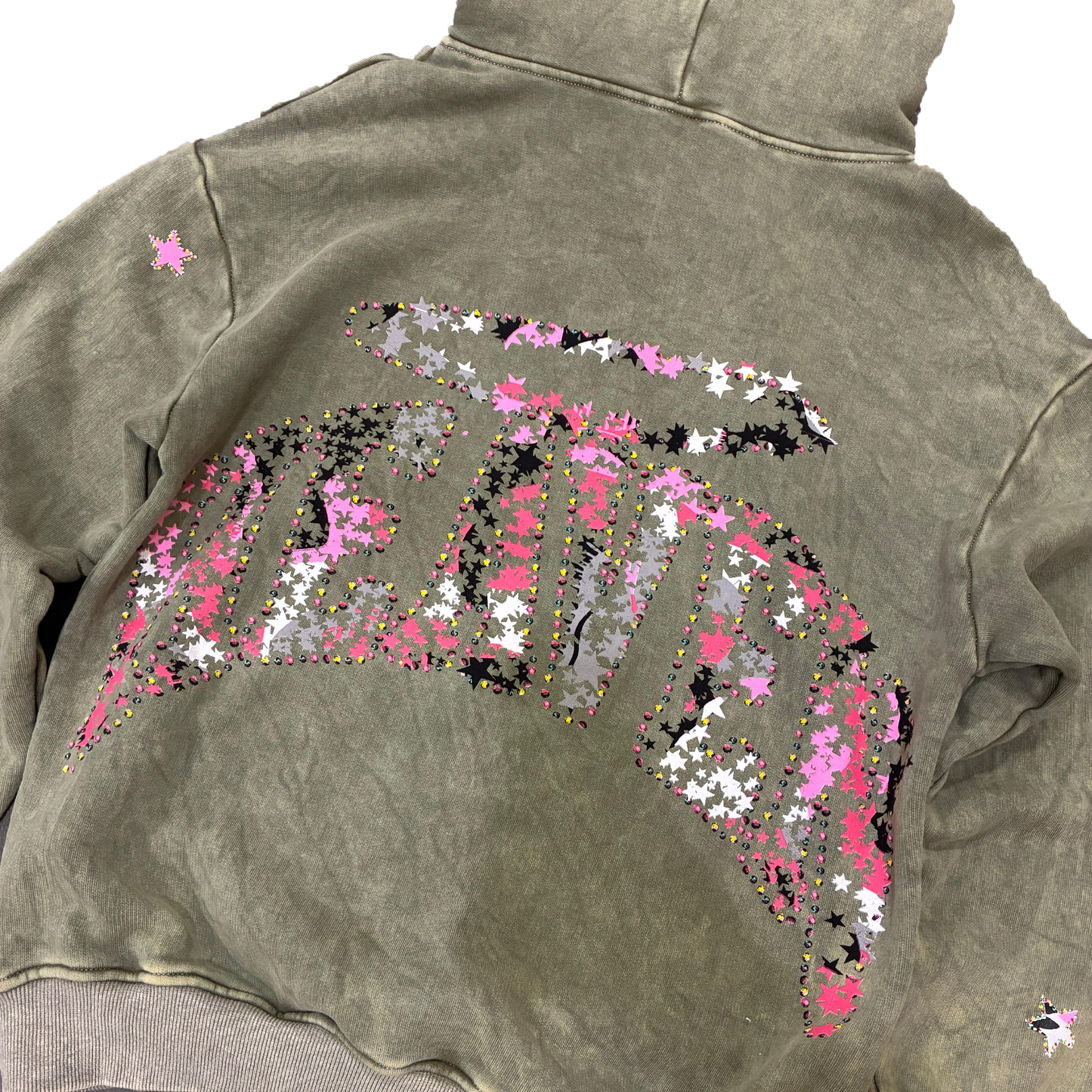 Virgen de Guadalupe Camo Hoodie Green/Pink