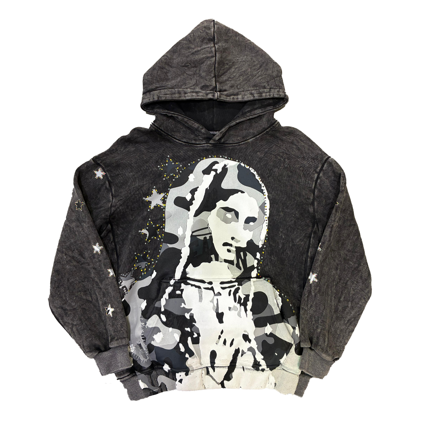 Virgen de Guadalupe Camo Hoodie Black/Black