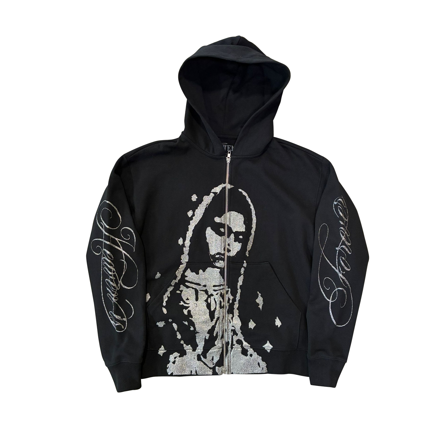 Virgen De Guadalupe “Heaven is Forever” Zip Up (Silver Glitter)