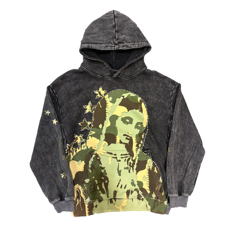 Virgen de Guadalupe Camo Hoodie Black/Green
