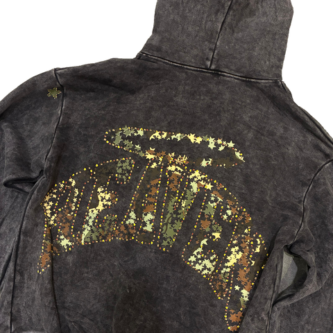 Virgen de Guadalupe Camo Hoodie Black/Green - Hover