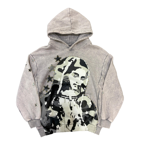 Virgen de Guadalupe Camo Hoodie Heather Grey/Black