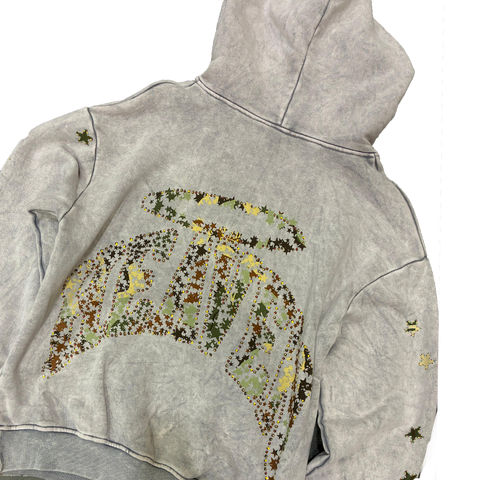 Virgen de Guadalupe Camo Hoodie Heather Grey/Green - Hover