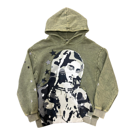 Virgen de Guadalupe Camo Hoodie Green/Black