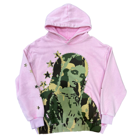 Virgen de Guadalupe Camo Hoodie Pink/Green