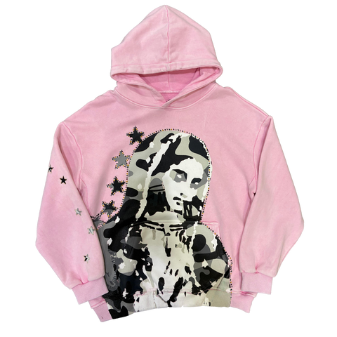 Virgen de Guadalupe Camo Hoodie Pink/Black