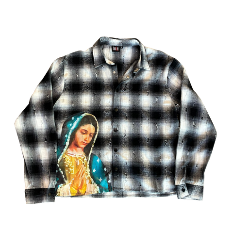 Virgen De Guadalupe Flannel Black