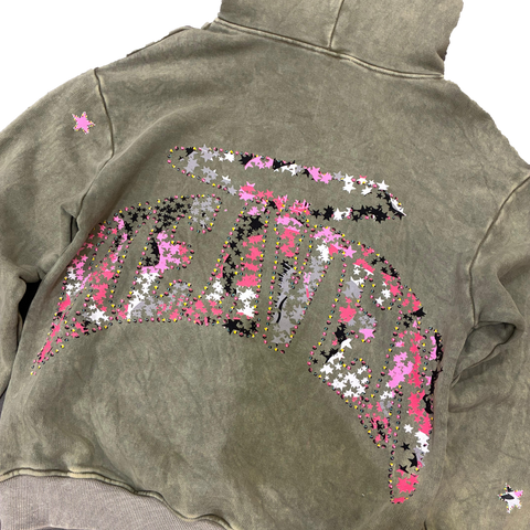 Virgen de Guadalupe Camo Hoodie Green/Pink - Hover