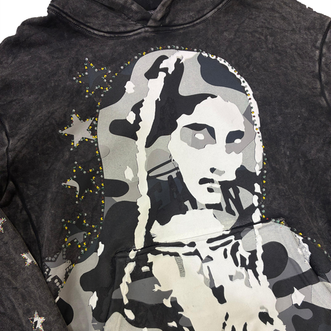 Virgen de Guadalupe Camo Hoodie Black/Black - Hover