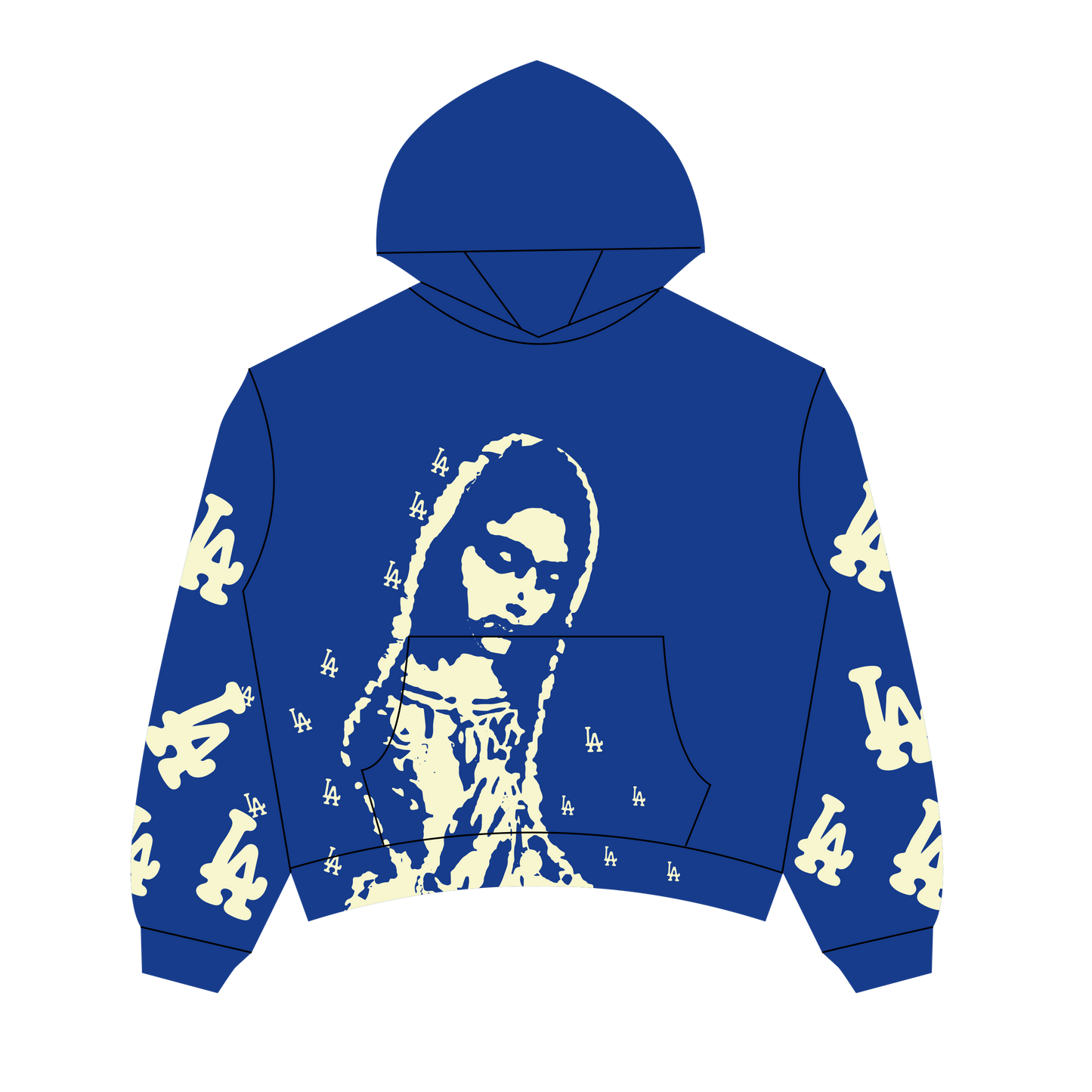 LA VIRGEN DE GUADALUPE ARC LOGO HOODIE BLUE