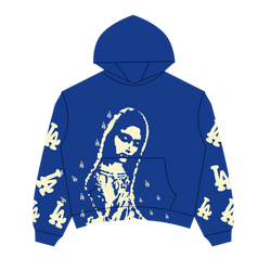 LA VIRGEN DE GUADALUPE ARC LOGO HOODIE BLUE