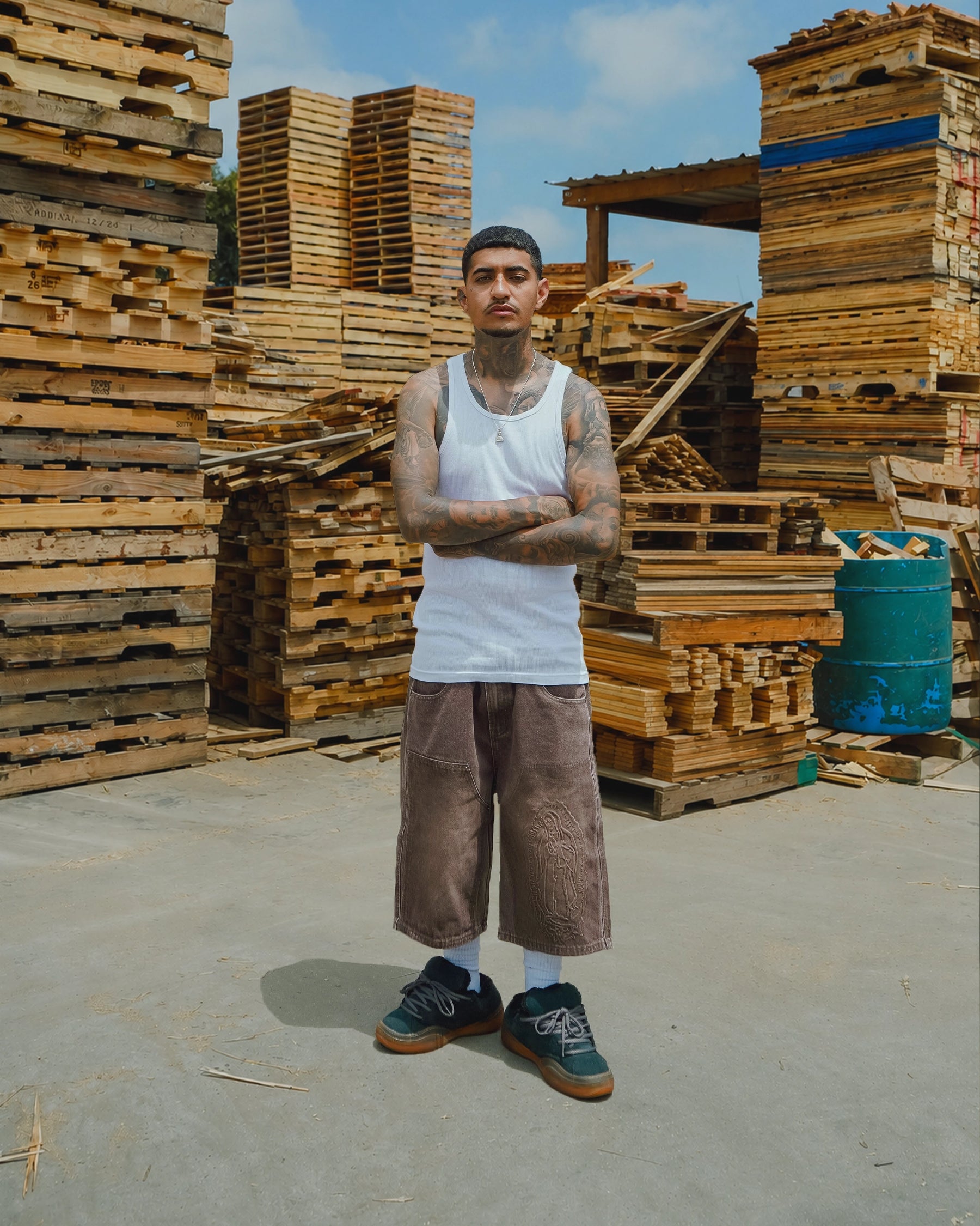 Carpenter Denim Shorts "Brown"