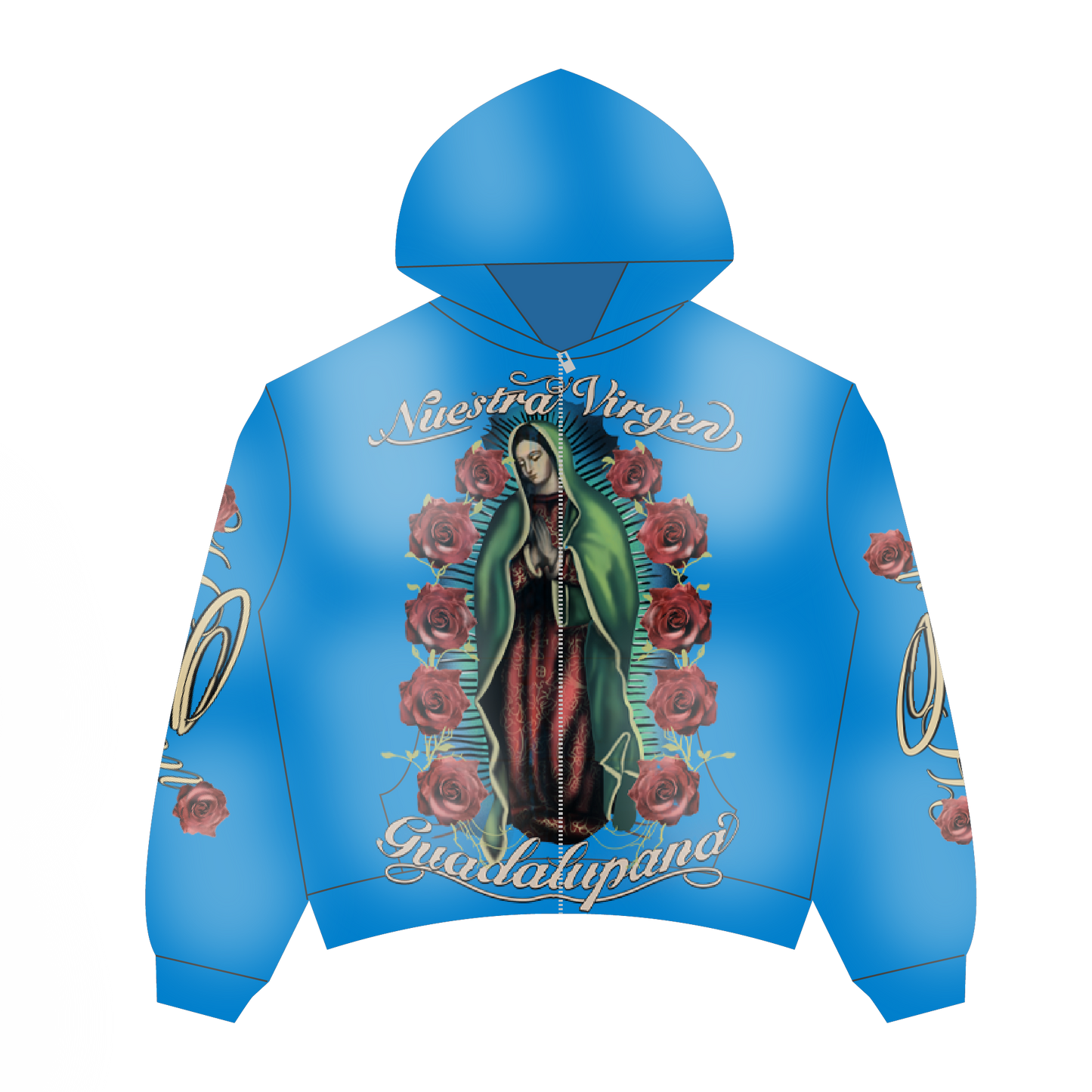 Heaven Virgen Guadalupana Zip Up Blue