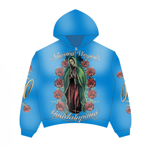 Heaven Virgen Guadalupana Zip Up Blue