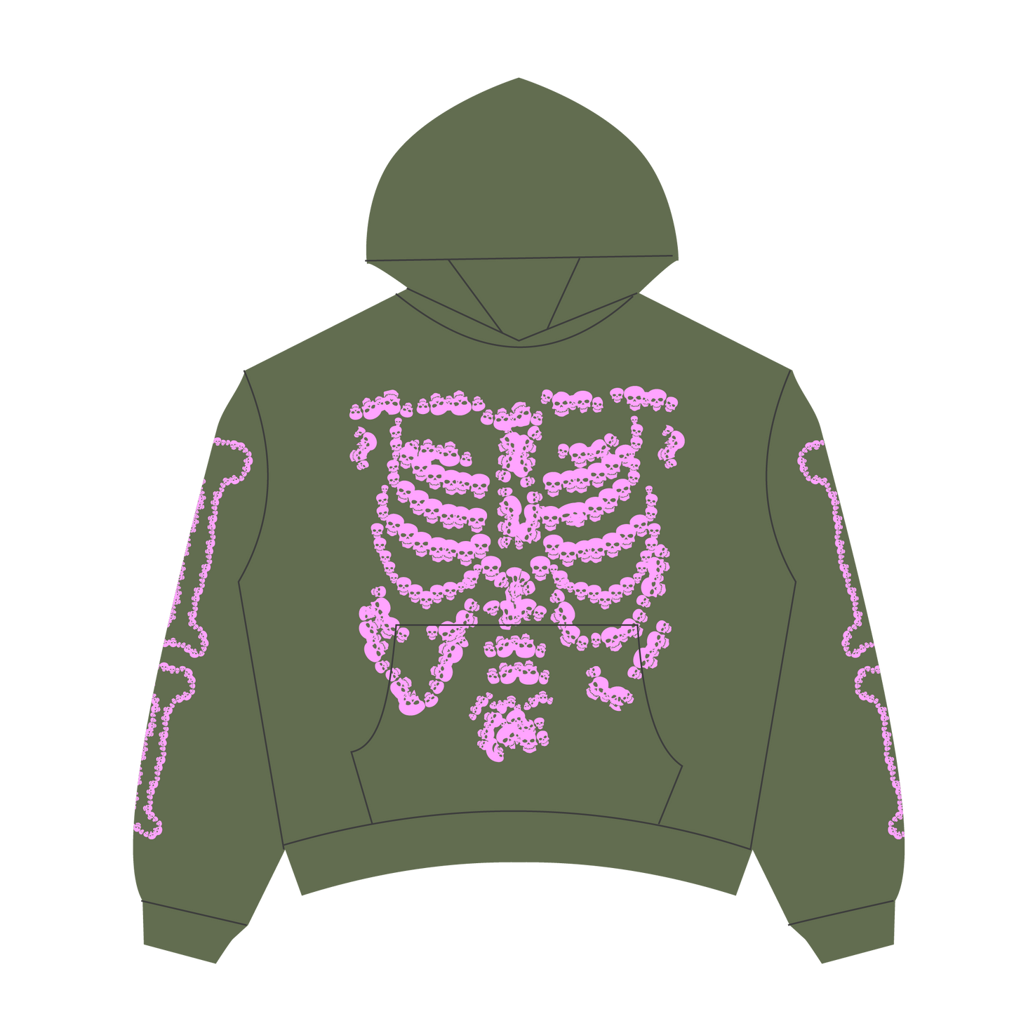 Heaven Skeleton Arc Logo Hoodie (Green/Pink)