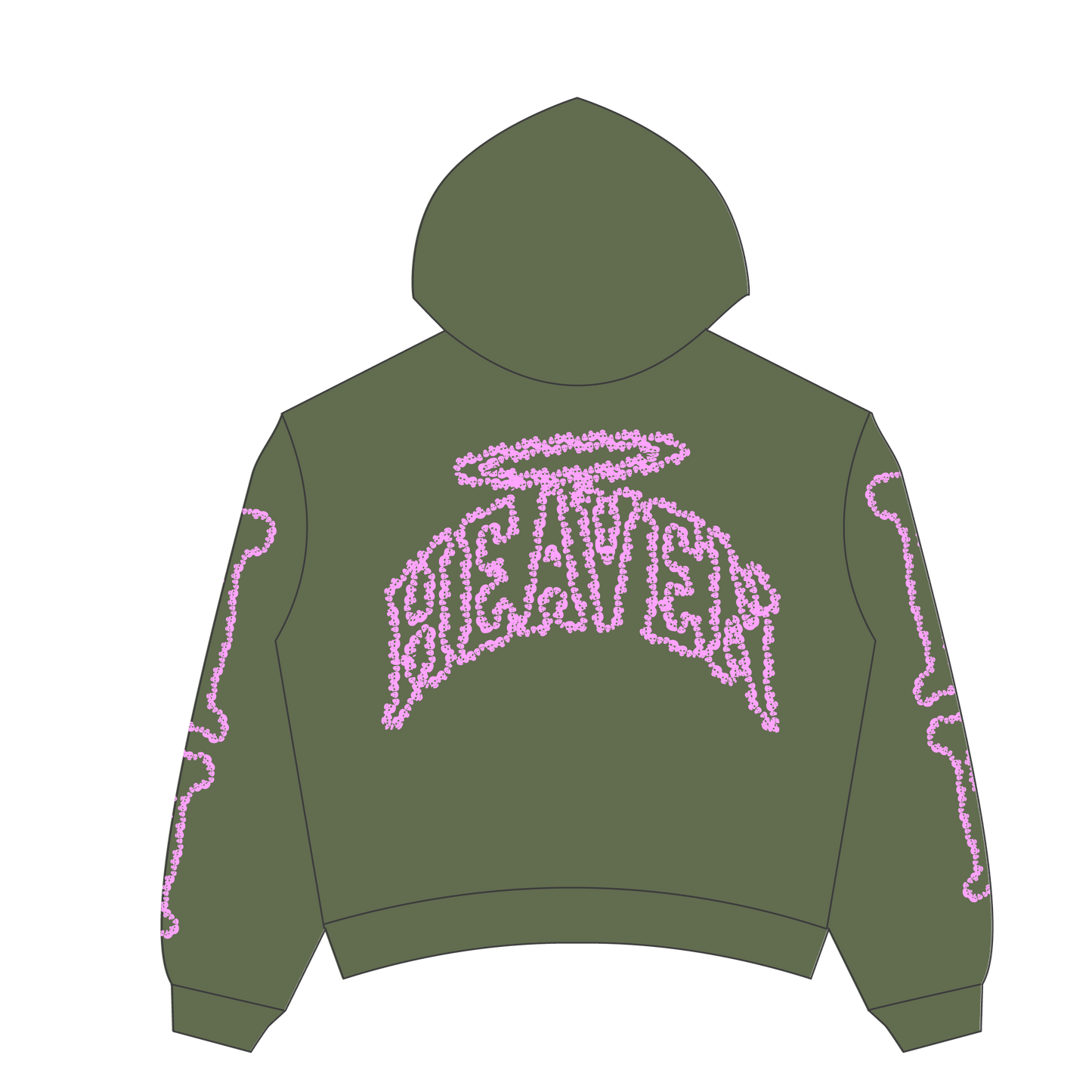 Heaven Skeleton Arc Logo Hoodie (Green/Pink)