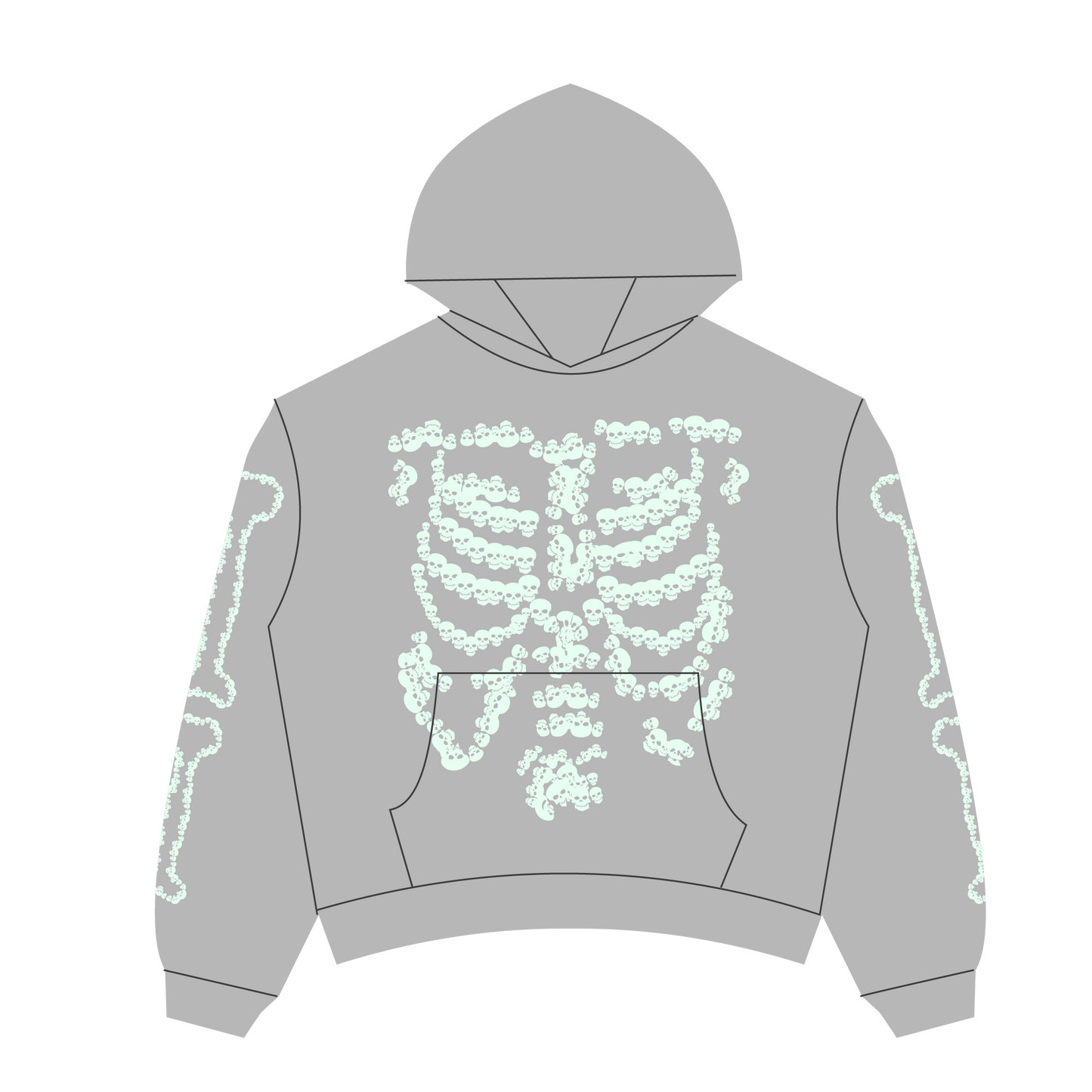Heaven Skeleton Arc Logo Hoodie (Grey/Glow)