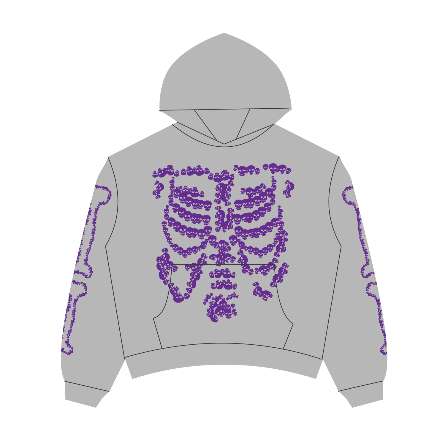 Heaven Skeleton Arc Logo Hoodie(Grey/Purple)