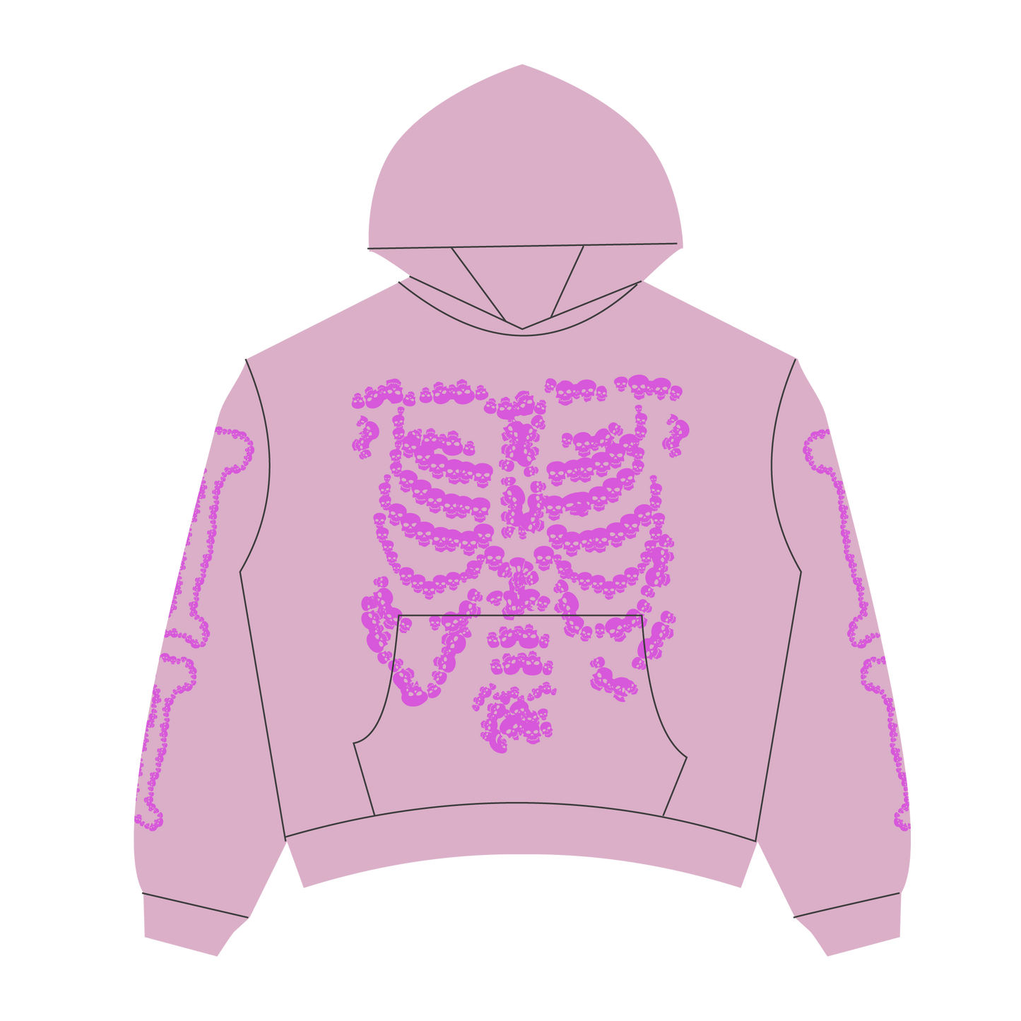 Heaven Skeleton Arc Logo Hoodie(Pink/Pink)