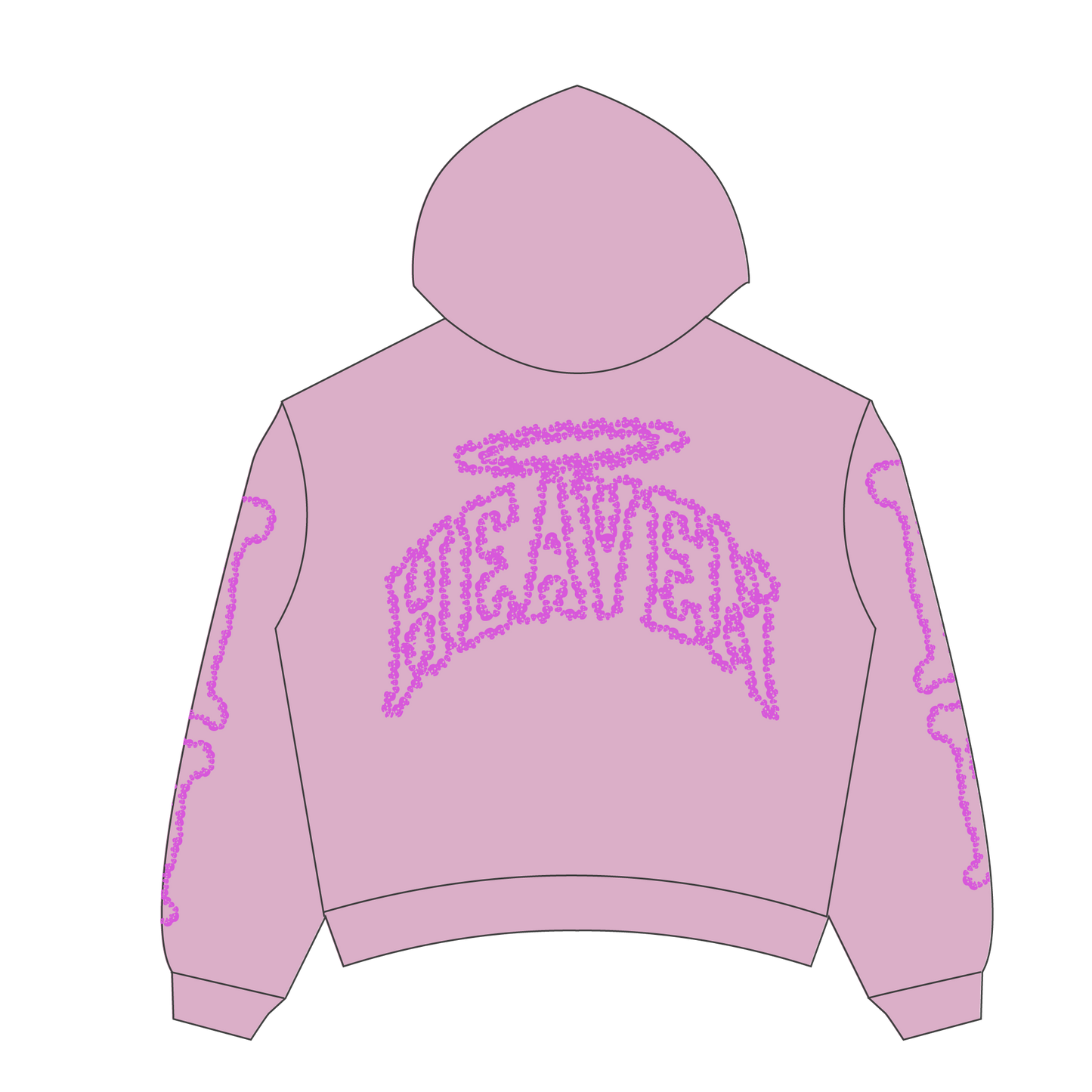 Heaven Skeleton Arc Logo Hoodie(Pink/Pink)