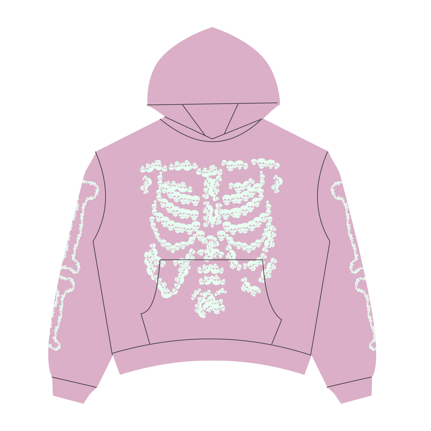 Heaven Skeleton Arc Logo Hoodie(Pink/Glow)