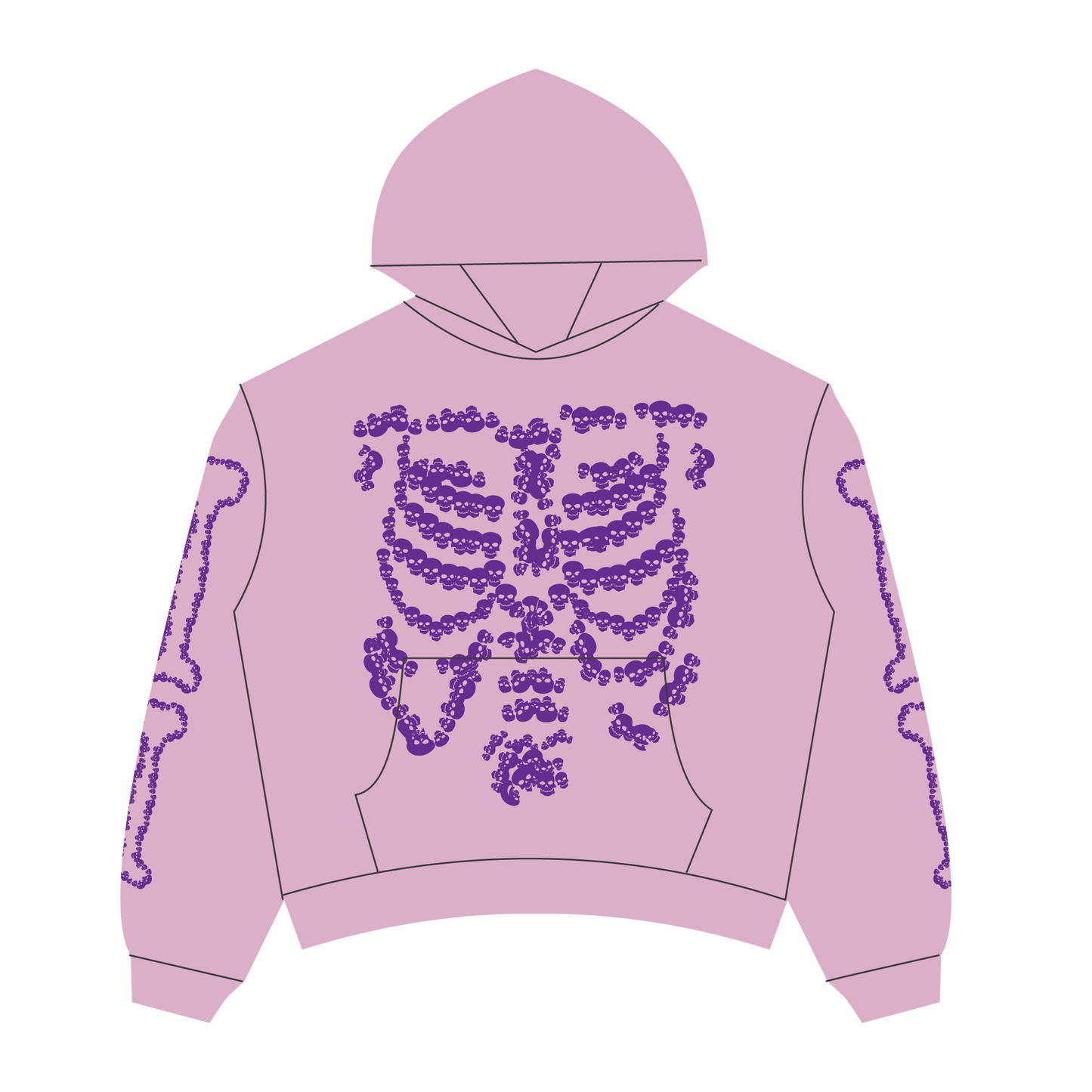 Heaven Skeleton Arc Logo Hoodie(Pink/Purple)