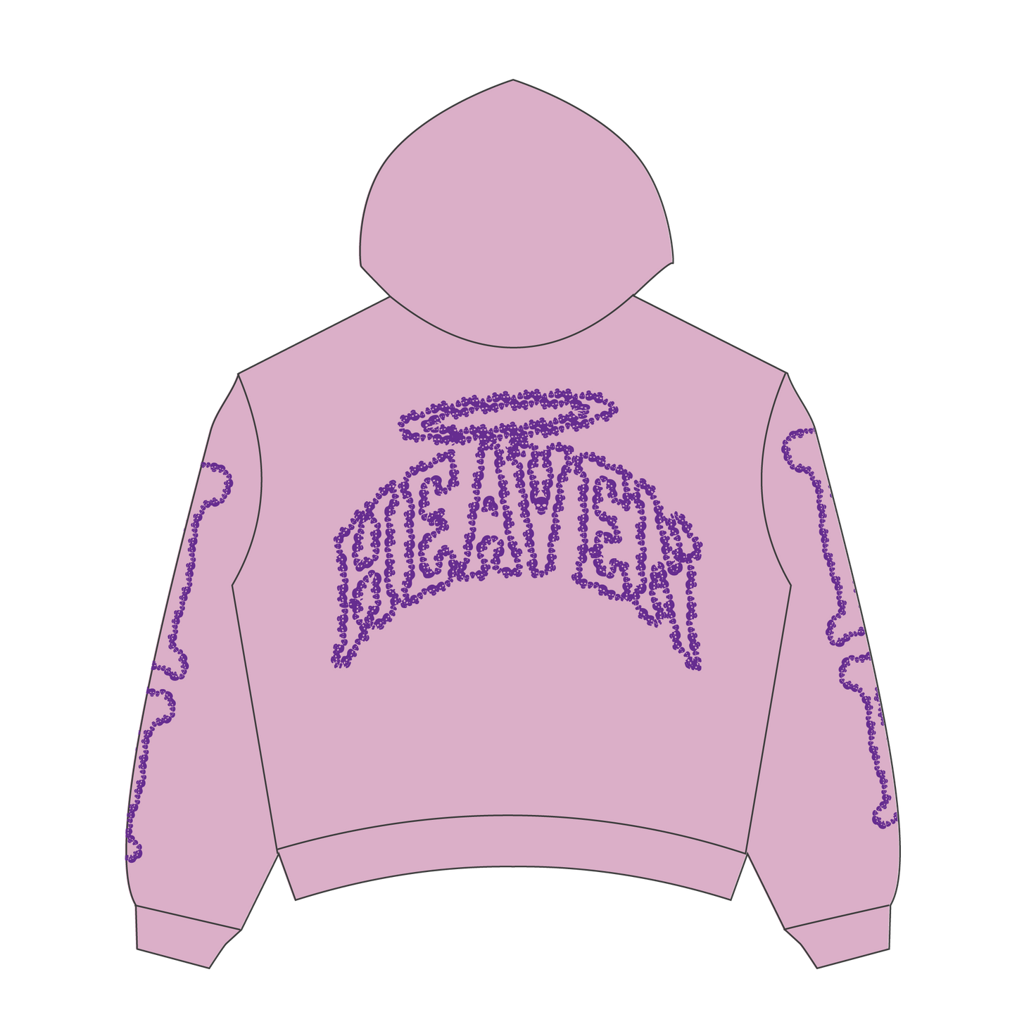 Heaven Skeleton Arc Logo Hoodie(Pink/Purple)