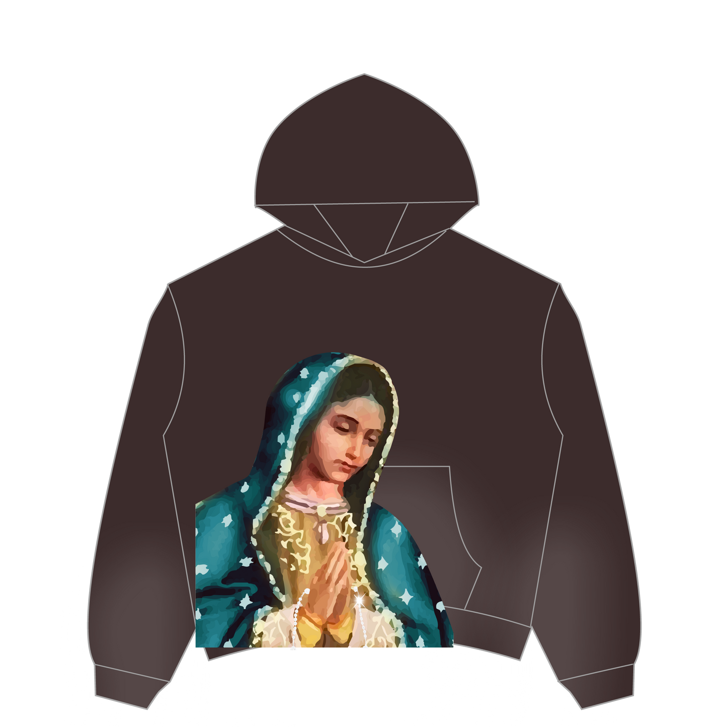VIRGEN DE GUADALUPE HOODIE (brown)