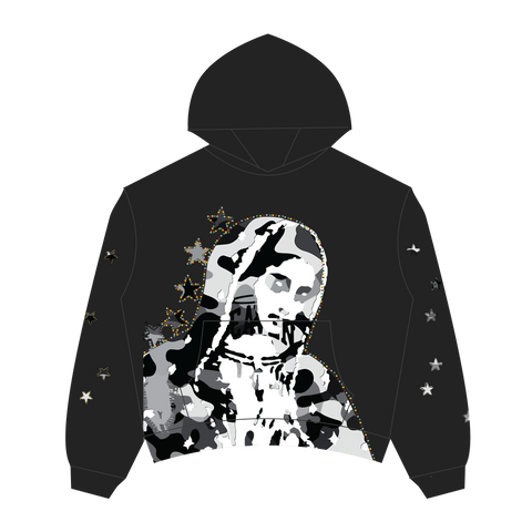 Virgen de Guadalupe Camo Hoodie Black/Black