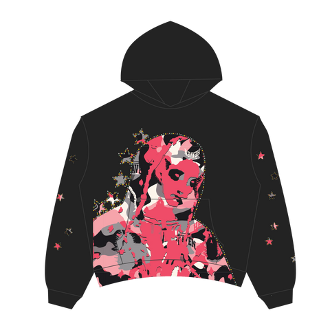 Virgen de Guadalupe Camo Hoodie Black/Pink