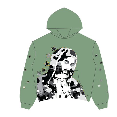 Virgen de Guadalupe Camo Hoodie Green/Black