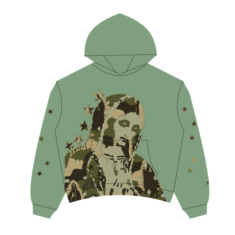 Virgen de Guadalupe Camo Hoodie Green/Green
