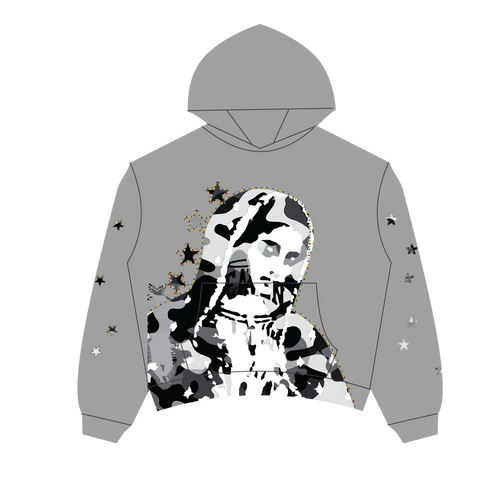 Virgen de Guadalupe Camo Hoodie Heather Grey/Black