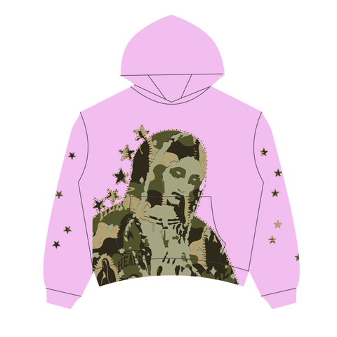 Virgen de Guadalupe Camo Hoodie Pink/Green