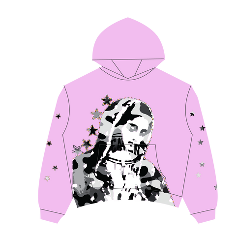 Virgen de Guadalupe Camo Hoodie Pink/Black