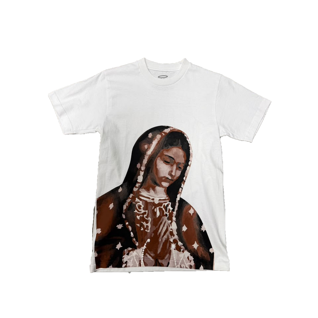 VIRGEN DE GUADALUPE/ARC LOGO TEE (WHITE/BROWN)