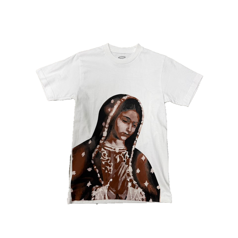 VIRGEN DE GUADALUPE/ARC LOGO TEE (WHITE/BROWN)