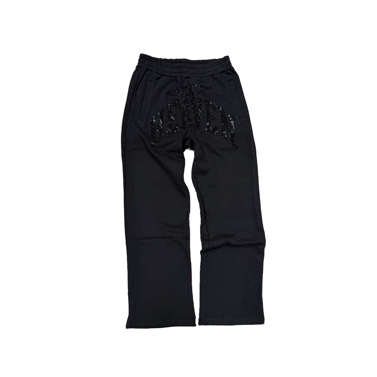 Heaven Rhinestone Relaxed Sweatpants (Black/Black)