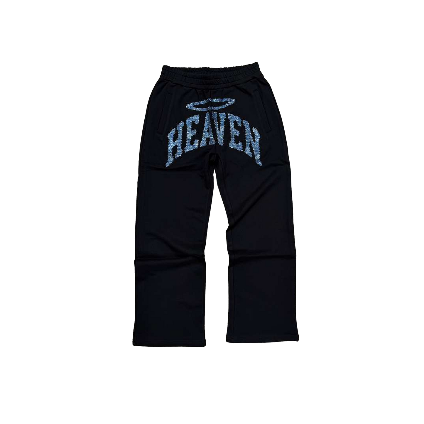 Heaven Rhinestone Relaxed Sweatpants (Black/Blue)
