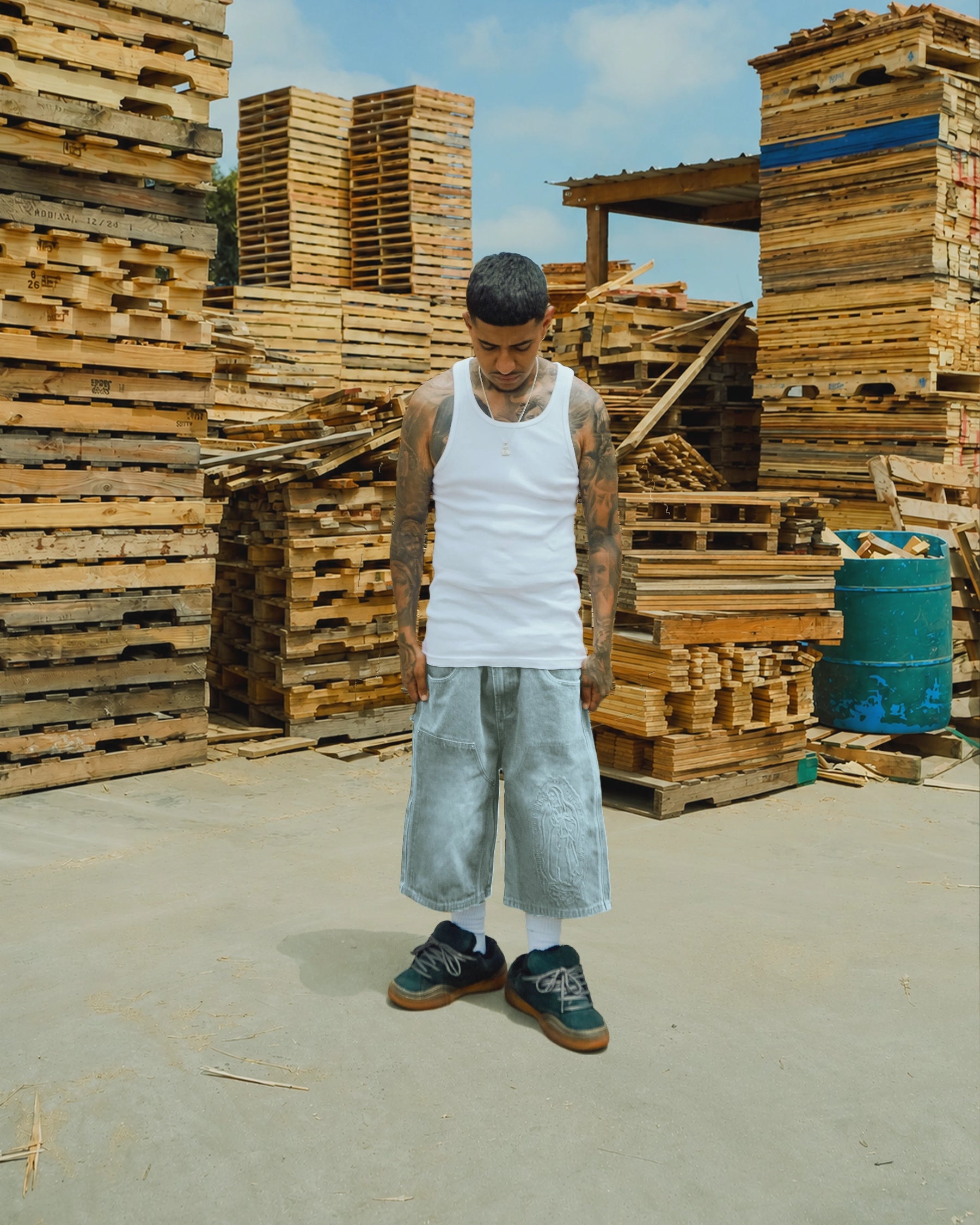 Carpenter Denim Shorts "LIGHT BLUE"