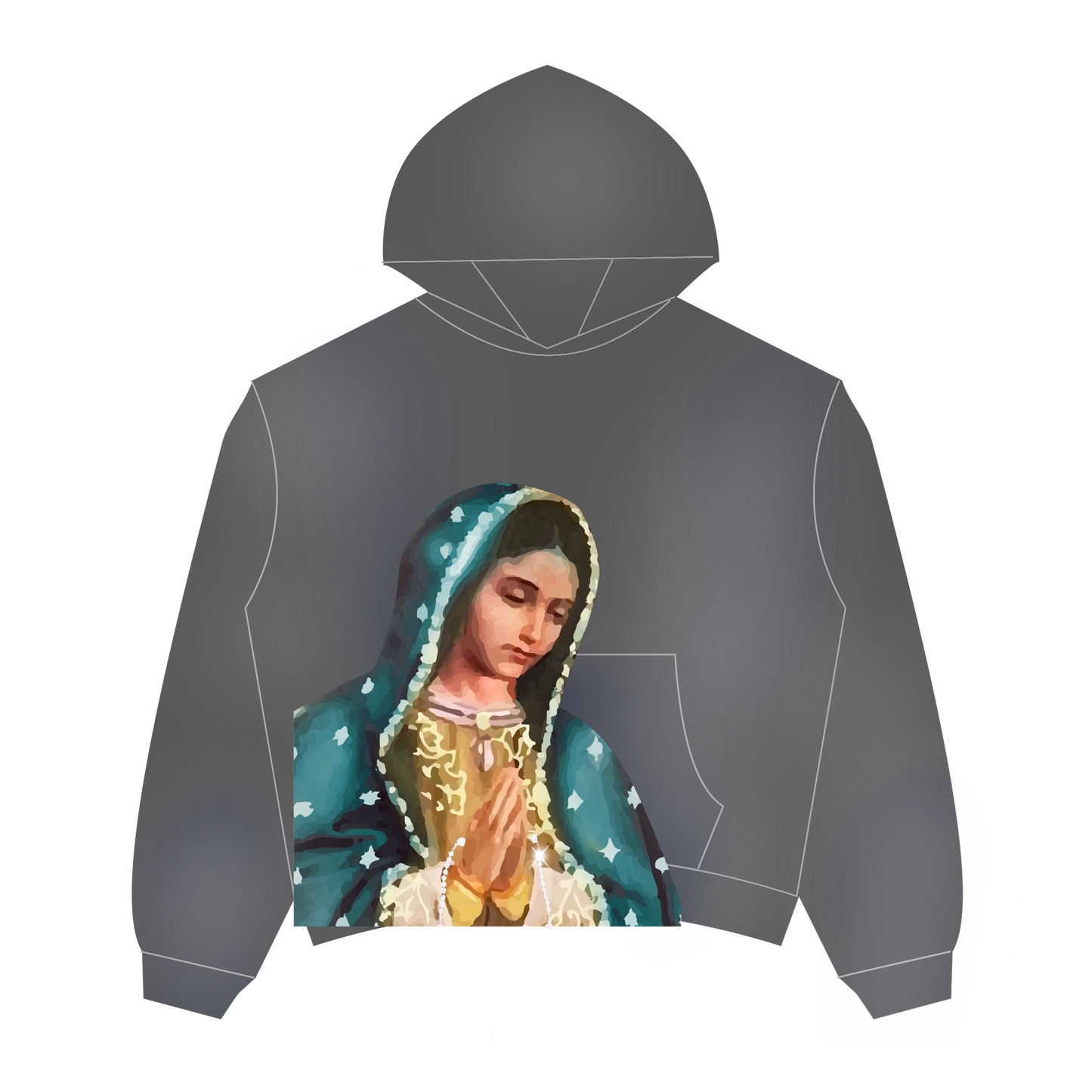 VIRGEN DE GUADALUPE HOODIE (GREY)