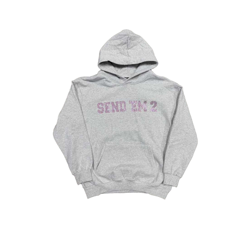 Heaven Arc Logo Rhinestone Hoodie Grey/Pink
