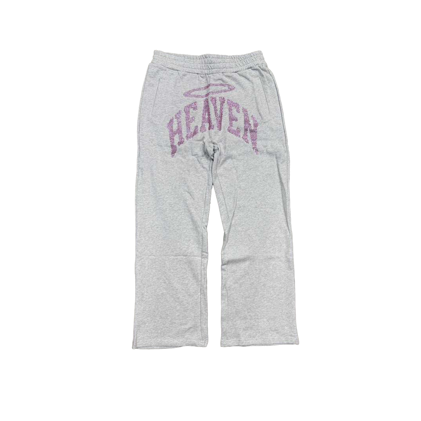 Heaven Rhinestone Relaxed Sweatpants (Grey/Pink)